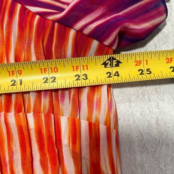 Catherine’s Sequin 70’s Multicolor Tie Dye Crinkle Split Sleeve Top Size 2X - Picture 10 of 13